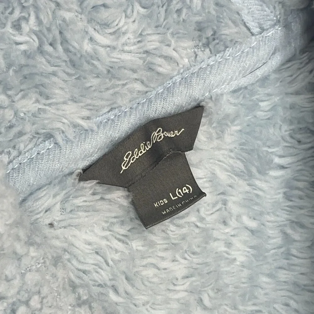 ~ Eddie Bauer KIDS Lg 14 Jacket Teddy Fleece* Blue Powder Light Plush Warm Zip